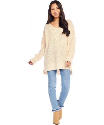 Avalon Womens Waffle Oversized Sweater White $35.84 Sweaters