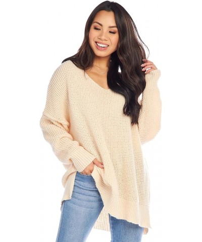 Avalon Womens Waffle Oversized Sweater White $35.84 Sweaters