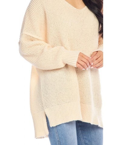 Avalon Womens Waffle Oversized Sweater White $35.84 Sweaters