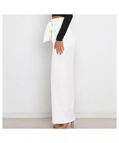 Women's Wide Leg Pants High Elastic Waisted in The Back Business Work Trousers Long Straight Suit Pants Off-white $13.76 Acti...