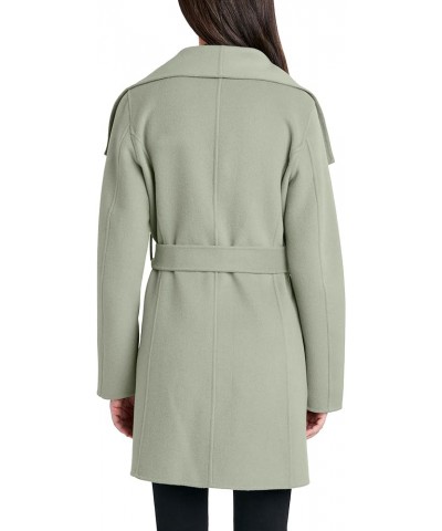 Women's Lightweight Wool Wrap Coat with Tie Belt Sage $52.12 Coats