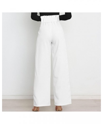 Women's Wide Leg Pants High Elastic Waisted in The Back Business Work Trousers Long Straight Suit Pants Off-white $13.76 Acti...