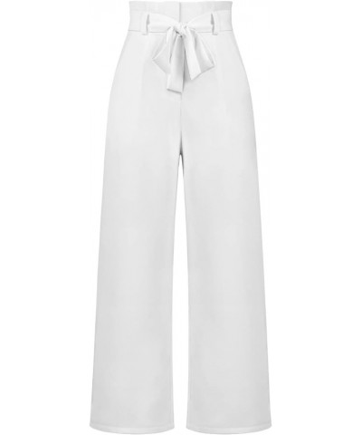 Women's Wide Leg Pants High Elastic Waisted in The Back Business Work Trousers Long Straight Suit Pants Off-white $13.76 Acti...