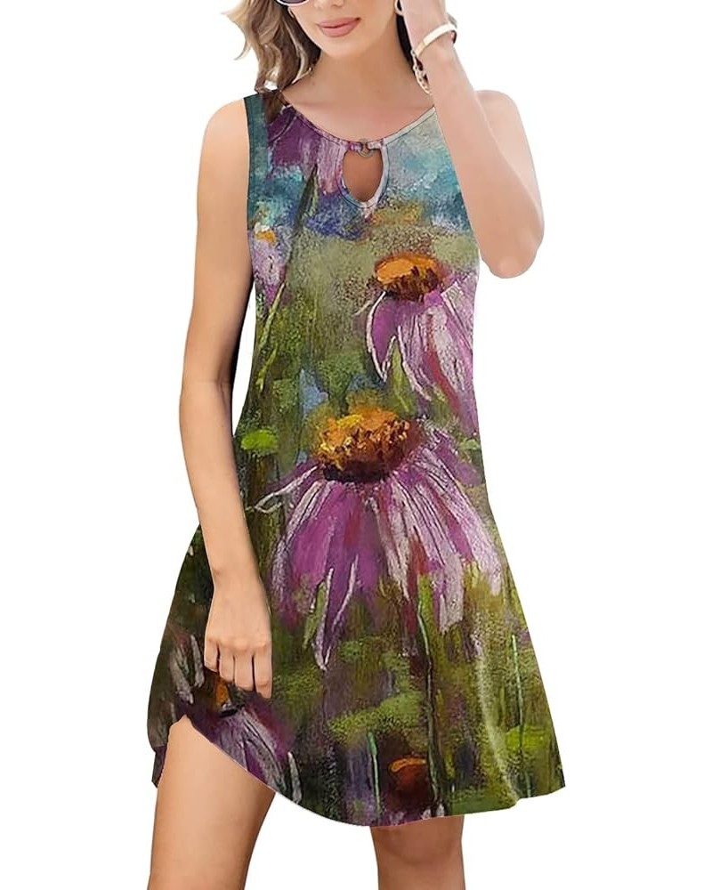 Summer Dresses for Women 2024 Trendy Boho Floral Print Cover Up Crew Neck Sleeveless Sundresses with Pockets Flower62 $13.04 ...