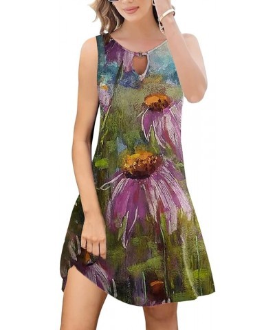 Summer Dresses for Women 2024 Trendy Boho Floral Print Cover Up Crew Neck Sleeveless Sundresses with Pockets Flower62 $13.04 ...