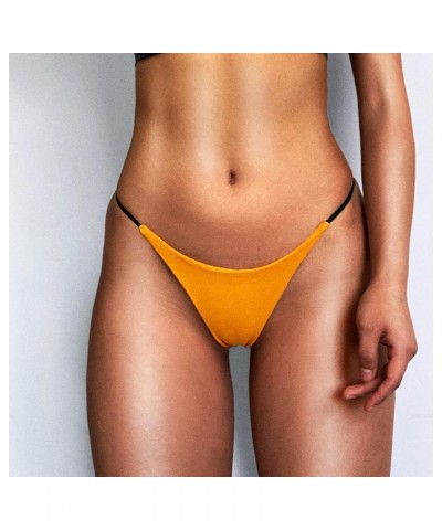 Women G-String Thongs Sexy Underwear Low Rise Cotton Panties Breathable Stretch T Back Underpants Bikini Briefs Yellow-5 $7.7...