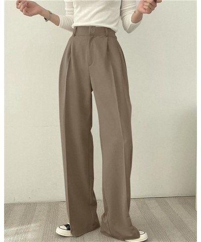 Women's Business Casual 2 Piece Outfits Oversized Blazer Jacket and Wide Leg Pants Sets Dark Khaki $13.86 Suits