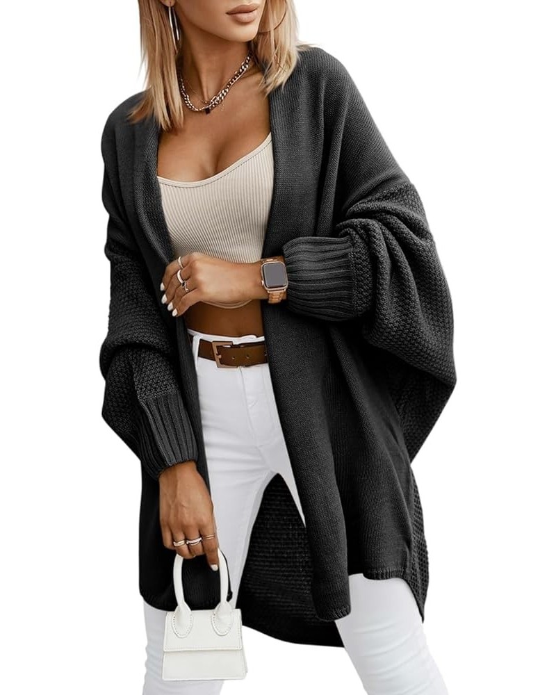 Women's Cardigans Open Front Batwing Sleeve Knit 2023 Fall Oversized Long Cardigan Sweaters Outerwear Black $17.01 Sweaters