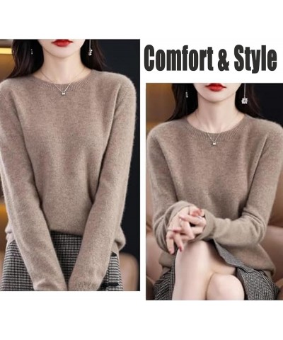 Cashmere Sweaters for Women, Cashmere Long Sleeve Crew Neck Lightweight Soft Knitted Pullover Jumpers (XL,Beige) Orange X-Lar...