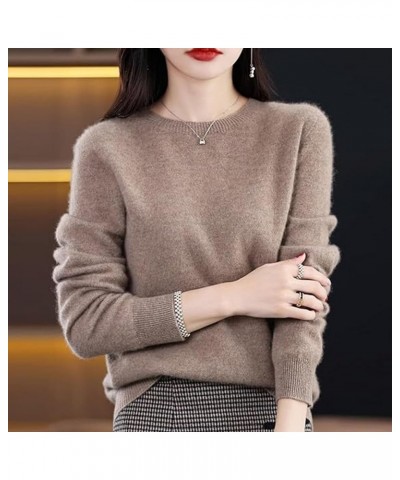 Cashmere Sweaters for Women, Cashmere Long Sleeve Crew Neck Lightweight Soft Knitted Pullover Jumpers (XL,Beige) Orange X-Lar...