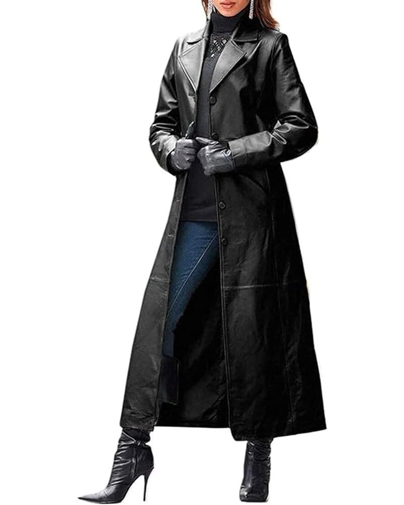 Leather Coat for Women - Women's Sexy Trench Coats Button Jacket Long Faux Pu Leather Jackets,Slim Fit Maxi Coat,Trench Coat ...