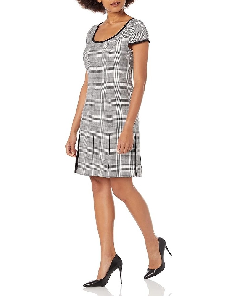 Women's A Short Sleeve Godet Knit Check Dress Blk/Ivy $38.16 Dresses