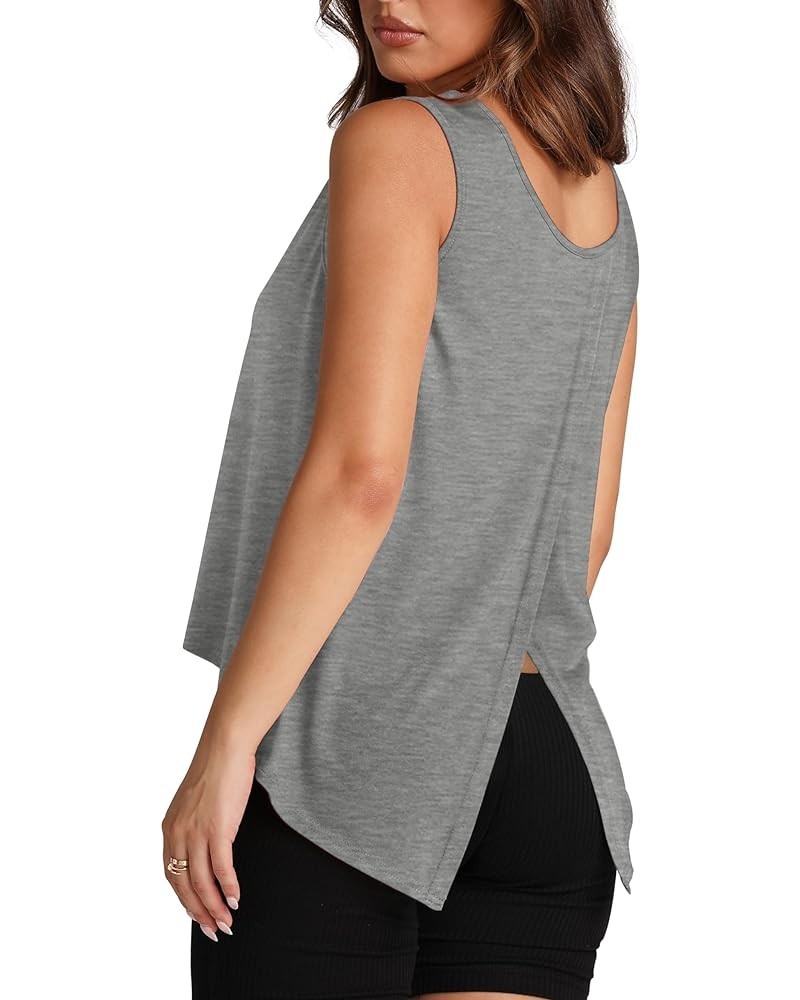 Tank Tops for Women Loose Fit Basic y2k Clothes Summer Sleeveless Open Back Shirts 2024 B1-gray $7.50 Tanks