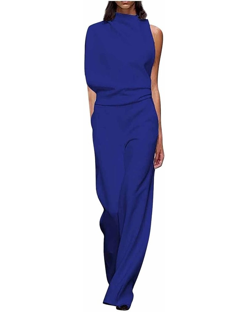 Women's Vacation Outfits Banquet Dress Jumpsuit Sexy Hanging Neck Trousers Summer Rompers 2023 Blue-3 $13.24 Rompers