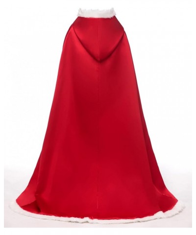 Long Wedding Cloak with Hooded Cape Winter Fur Trim and Hand Muff 50 55 59 71 Inches (20 Colors) Light Pink $36.24 Coats