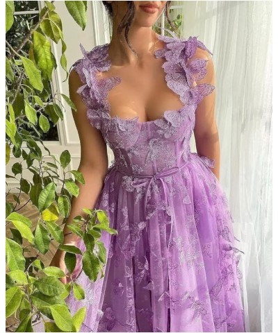 3D Butterfly Applique Tulle Prom Dresses Sweetheart Spaghetti Straps A Line Formal Princess Gowns for Women Green $30.75 Dresses