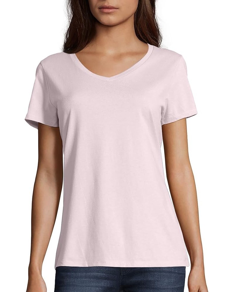 Ladies Nano-TCotton V-Neck T-Shirt, Lt Blue Pale Pink $7.78 Activewear