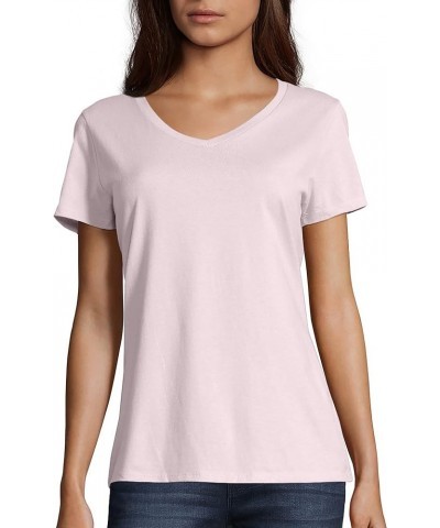 Ladies Nano-TCotton V-Neck T-Shirt, Lt Blue Pale Pink $7.78 Activewear