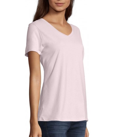 Ladies Nano-TCotton V-Neck T-Shirt, Lt Blue Pale Pink $7.78 Activewear