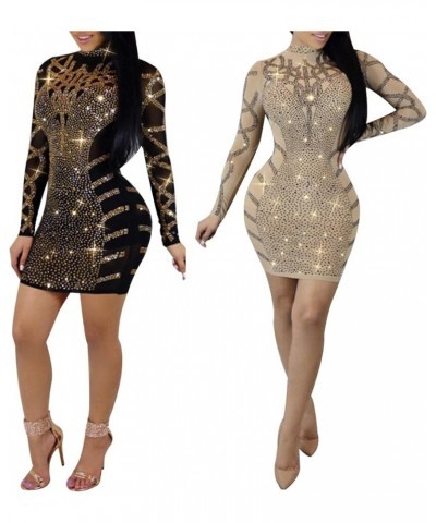 Women Long Sleeve Birthday Dresses Sexy hot Diamond Process Sexy Dress Party Club Night Dress… Apricot 5 $30.77 Dresses