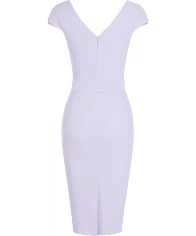 Women's Vintage 1950s Style Wrap V Neck Tie Waist Formal Cocktail Dress Lavender Purple $22.57 Dresses