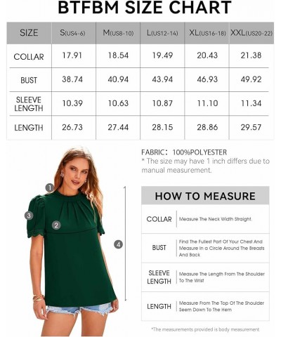 Women's Spring Tops 2024 Pleated Mock Neck Lace Trim Short Sleeve Summer Shirts Dressy Casual Top Blouse Shirt Solid Dark Gre...