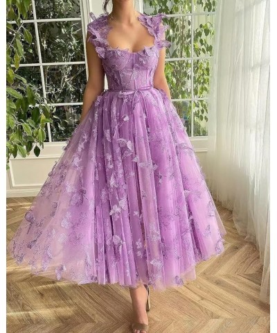 3D Butterfly Applique Tulle Prom Dresses Sweetheart Spaghetti Straps A Line Formal Princess Gowns for Women Green $30.75 Dresses