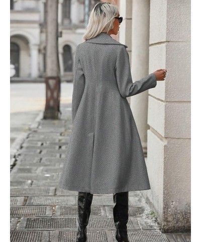 Women Winter Long Sleeve Wool Coat Grey Wool Coat With Lapel Collar, Elegant Commuting Style Grey $48.91 Coats