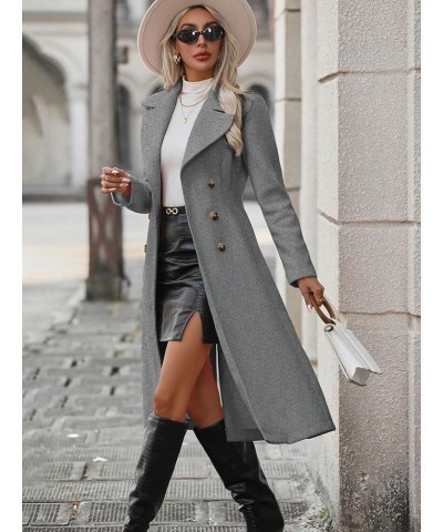 Women Winter Long Sleeve Wool Coat Grey Wool Coat With Lapel Collar, Elegant Commuting Style Grey $48.91 Coats