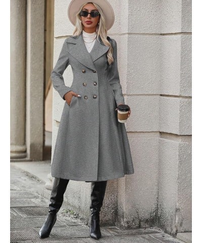 Women Winter Long Sleeve Wool Coat Grey Wool Coat With Lapel Collar, Elegant Commuting Style Grey $48.91 Coats