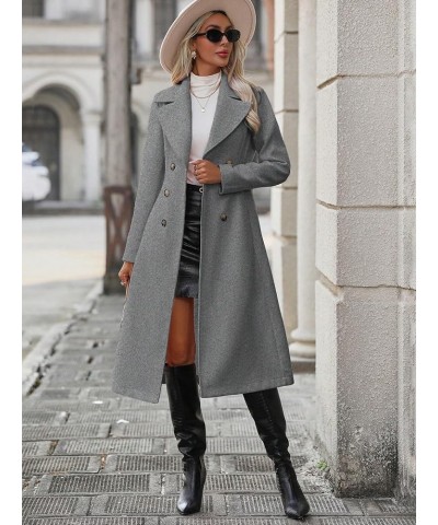 Women Winter Long Sleeve Wool Coat Grey Wool Coat With Lapel Collar, Elegant Commuting Style Grey $48.91 Coats