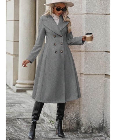 Women Winter Long Sleeve Wool Coat Grey Wool Coat With Lapel Collar, Elegant Commuting Style Grey $48.91 Coats