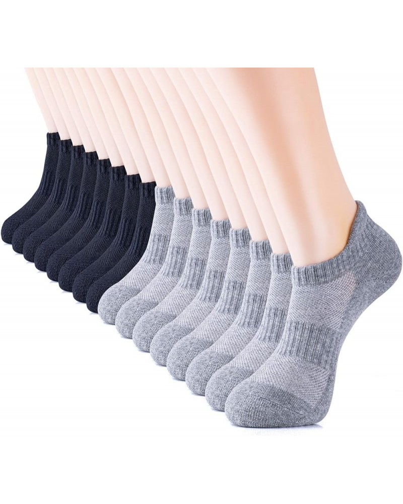 8 Pairs Ankle Performance Athletic Running Socks Low Cut Sports Tab Socks for Women and Men Black+grey $8.40 Activewear