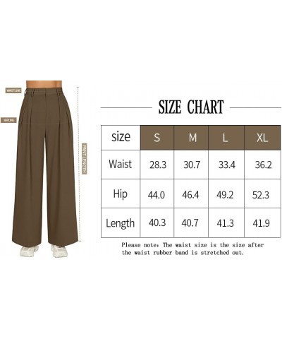 Women's Loose Fit High Elastic Waisted Wide Leg Straight Long Trousers Suit Pants Beige $20.71 Pants