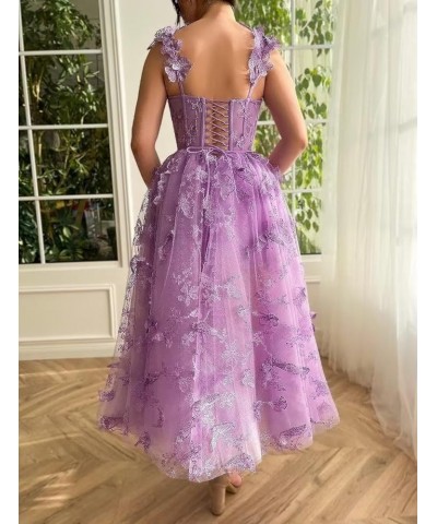 3D Butterfly Applique Tulle Prom Dresses Sweetheart Spaghetti Straps A Line Formal Princess Gowns for Women Green $30.75 Dresses