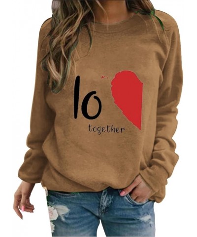 Women's 2024 Valentine's Day Sweatshirt Cute Heart Shaped Printed Pullover Crewneck Long Sleeved Loose Pleated Tops E-gold $9...