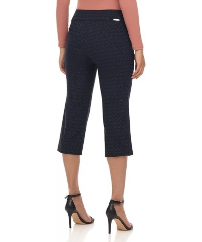 Women's Ease into Comfort Capri with Button Detail Navy Floral $26.09 Pants