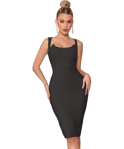 Sleeveless Croset Bandage Dress Evening Party Elegant Bodycon Cocktail Wedding Guest Dress A-black $31.28 Dresses