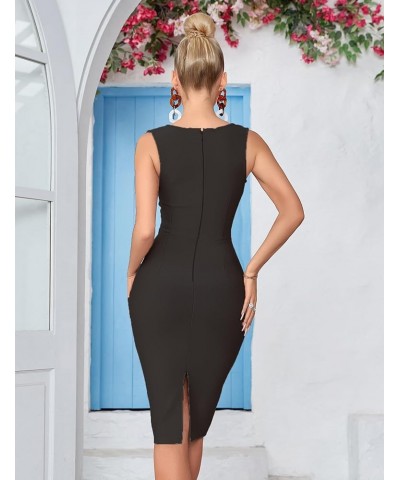 Sleeveless Croset Bandage Dress Evening Party Elegant Bodycon Cocktail Wedding Guest Dress A-black $31.28 Dresses