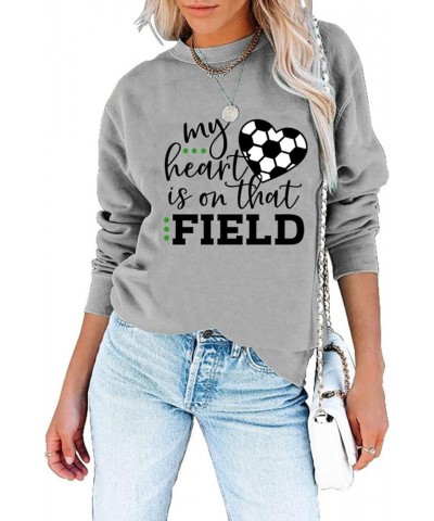 Soccer Mom Sweatshirt Women Letter Print Long Sleeve Pullover Tops Vintage Soccer Graphic Sports Sweatshirts Z3-grey $12.42 H...