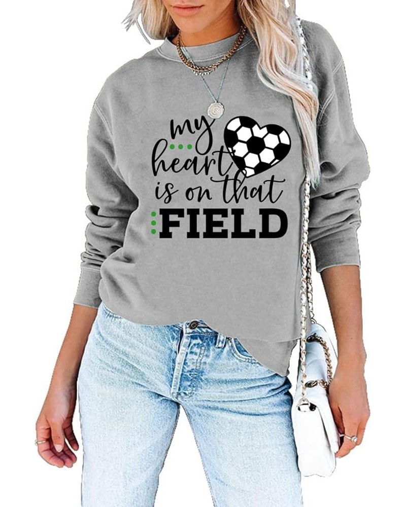 Soccer Mom Sweatshirt Women Letter Print Long Sleeve Pullover Tops Vintage Soccer Graphic Sports Sweatshirts Z3-grey $12.42 H...