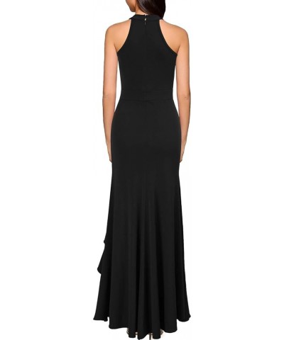 Women's High Neck Split Bodycon Mermaid Evening Cocktail Long Dress Black $26.99 Dresses