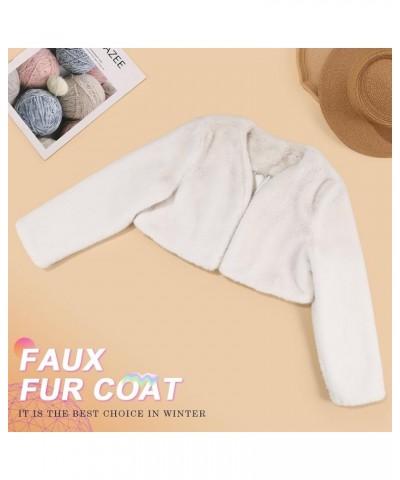 Women's Cropped Faux Fur Jacket Long Sleeve Open Front Fur Jacket Coats Winter Fuzzy Faux Fur Outwear C-beige $27.02 Coats