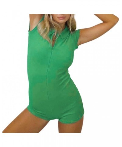 Short Sleeve Jumpsuit for Women Bodycon Sexy V Neck Skinny Pants Buttons Rompers Shorts Clubwear Overall Green-e $13.99 Jumps...