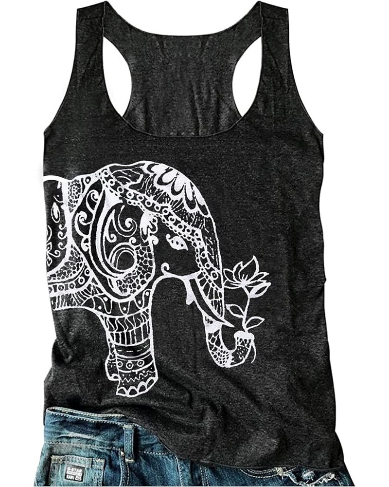 Womens Mandala Vintage Graphic Racerback Tank Tops Summer Casual Loose O-Neck Tanks Vest Vacation Classic-Fit Shirt Cami Elep...