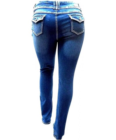 Jack David Womens Plus Size Distressed Ripped Destroy Blue Denim Jeans Skinny Bootcut Pants N596-r Blue Skinny $11.75 Jeans