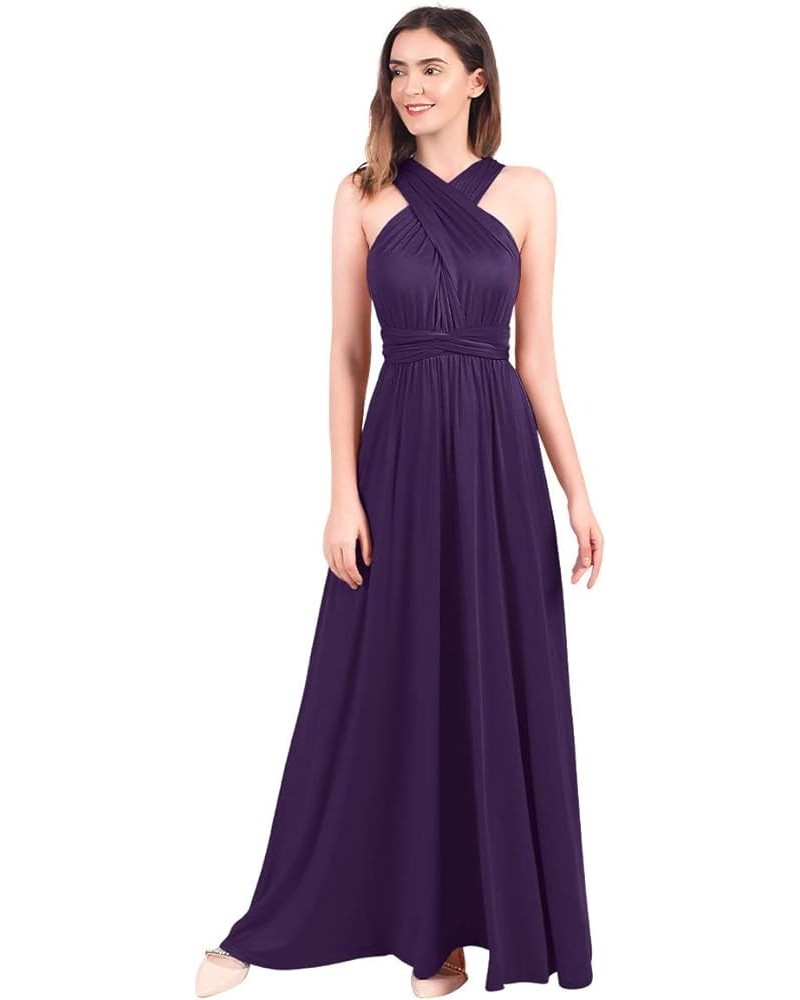 Womens Transformer Evening Dress Maxi Cocktail Wrap Convertible Multi Way Floor Long Formal Gown Eggplant Purple $13.24 Dresses