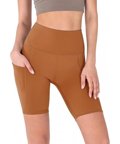 Women's Tummy Control Yoga Shorts 2.0 with Pockets High Waist Athletic Workout Shorts-5" / 8" Inseam 8 inches Caramel $10.49 ...