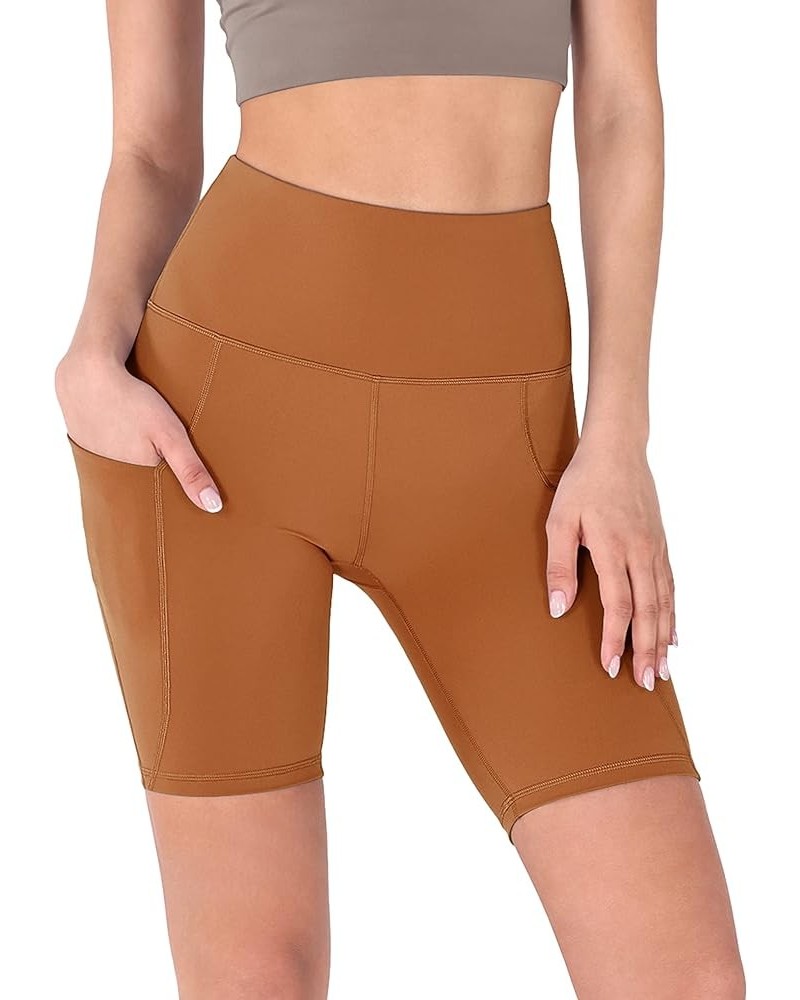 Women's Tummy Control Yoga Shorts 2.0 with Pockets High Waist Athletic Workout Shorts-5" / 8" Inseam 8 inches Caramel $10.49 ...