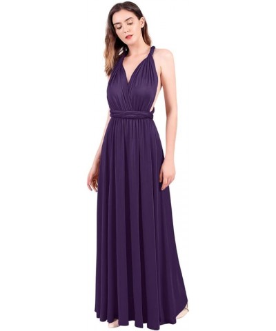 Womens Transformer Evening Dress Maxi Cocktail Wrap Convertible Multi Way Floor Long Formal Gown Eggplant Purple $13.24 Dresses